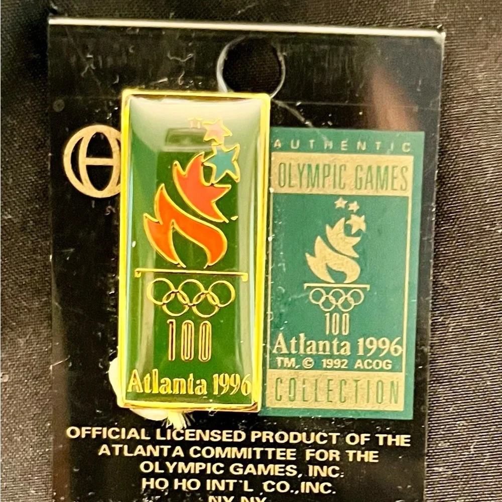 Vintage 1996 Atlanta Olympic Games Pin Official Licensed Gold Green Logo New